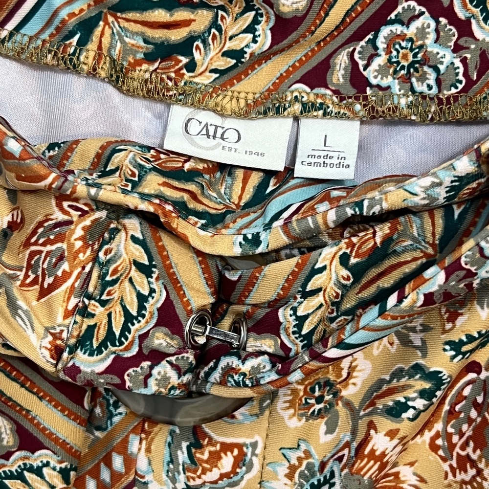 Cato Boho Wide Leg Pants Women’s Multicolor Geometric Floral Print - Picture 8 of 11